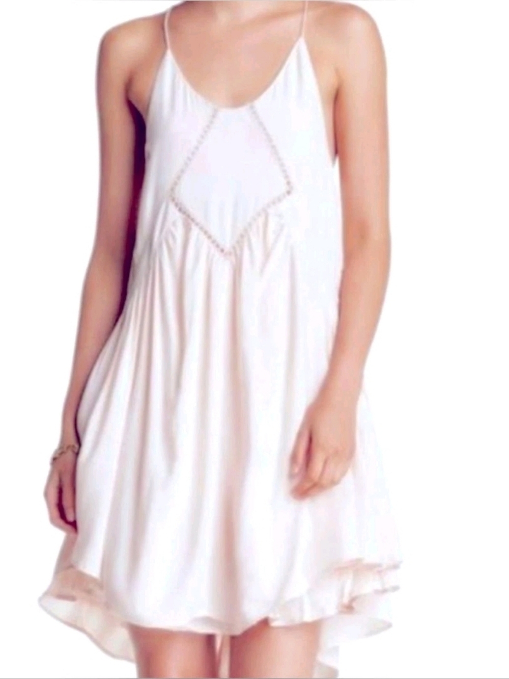 Cream Spaghetti Strap Summer Dress